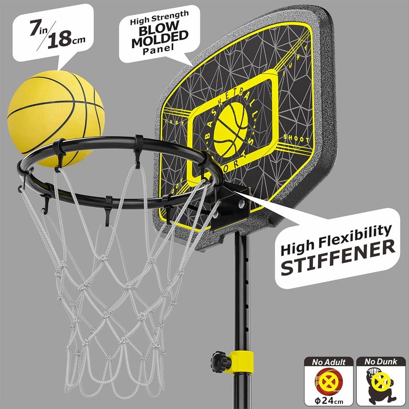 GILIKOKO Kids Basketball Hoop Adjustable Height 3.6 ft-6.2 ft Indoor Outdoor Toddler Plastic Basketball Goal Outside Yard Games Toys Gifts for Children - Image 3